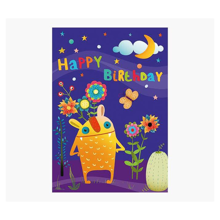 Pictura Tarjeta Zig-Zag - 15x22cm - Tematica de Monstruos - Tarjeta Triptica sin Envoltorio - Incluye Sobre Blanco - Impresas e