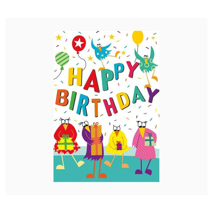 Pictura Zig-Zag Tarjeta Triptica de Felicitacion de Cumpleaños 15x22cm - Incluye Sobre Blanco - Papel con Certificacion FSC