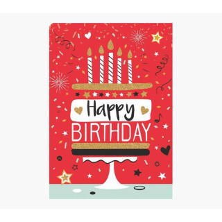 Pictura Tarjeta Zig-Zag - 15x22cm - Tematica Tarta de Cumpleaños - Triptica sin Envoltorio - Incluye Sobre Blanco - Papel con