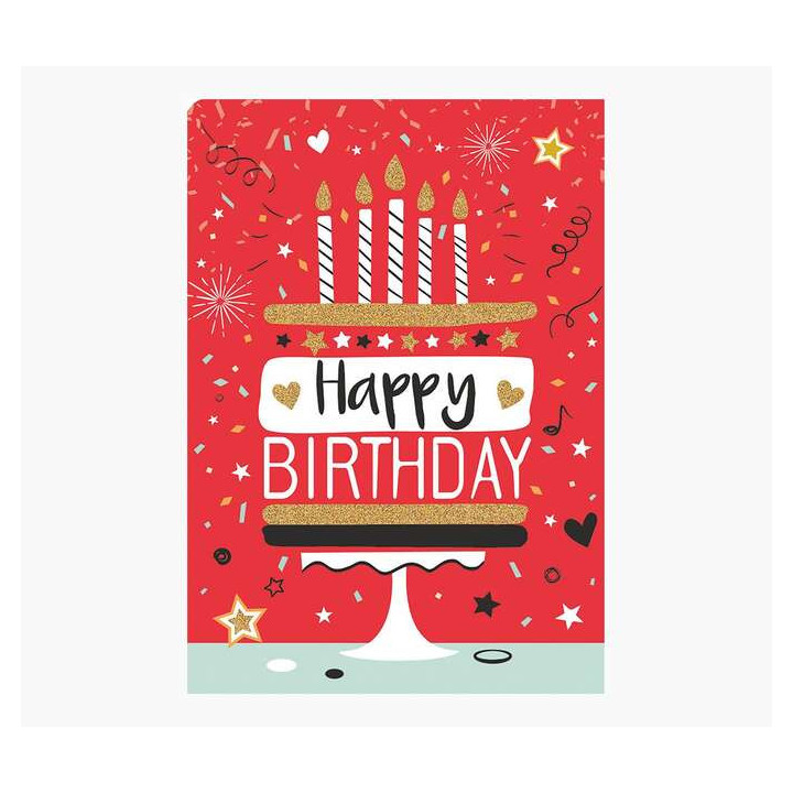 Pictura Tarjeta Zig-Zag - 15x22cm - Tematica Tarta de Cumpleaños - Triptica sin Envoltorio - Incluye Sobre Blanco - Papel con