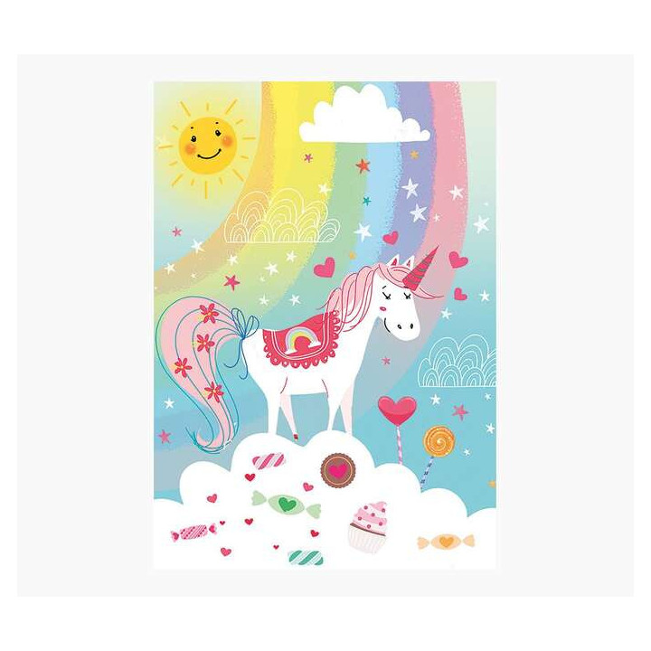 Pictura Tarjeta Zig-Zag - 15x22cm - Tematica Unicornio - Triptica sin Envoltorio - Incluye Sobre Blanco - Papel con Certificaci