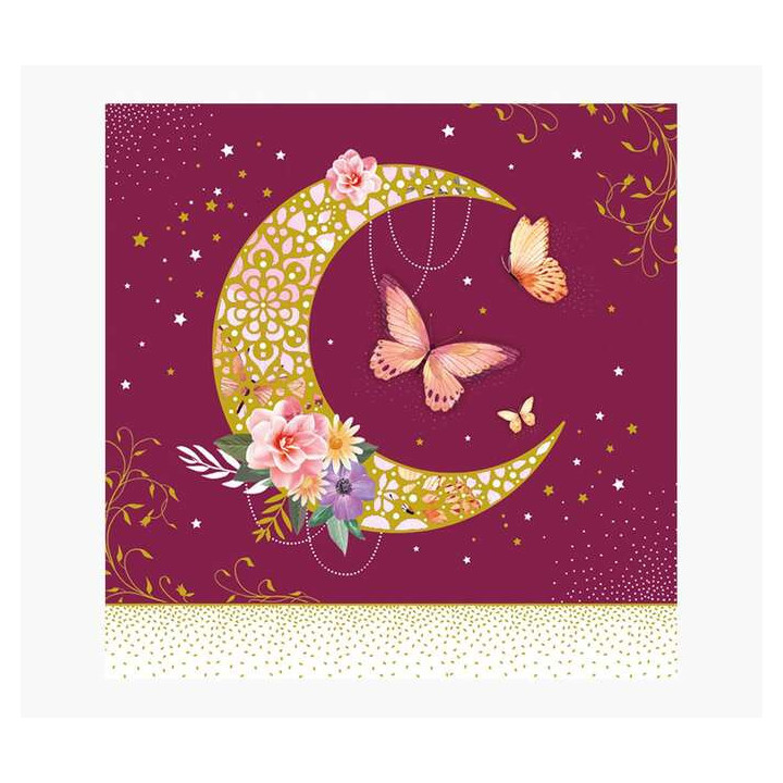Pictura Tarjeta Arabesque - 16x16cm - Tematica Luna - Tarjeta Triptica - Incluye Sobre Blanco - Papel con Certificacion FSC
