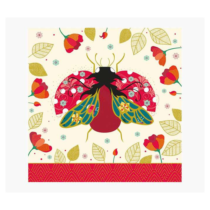 Pictura Tarjeta Arabesque - 16x16cm - Tematica Mariquitas - Tarjeta Triptica sin Envoltorio - Incluido Sobre Blanco - Papel con