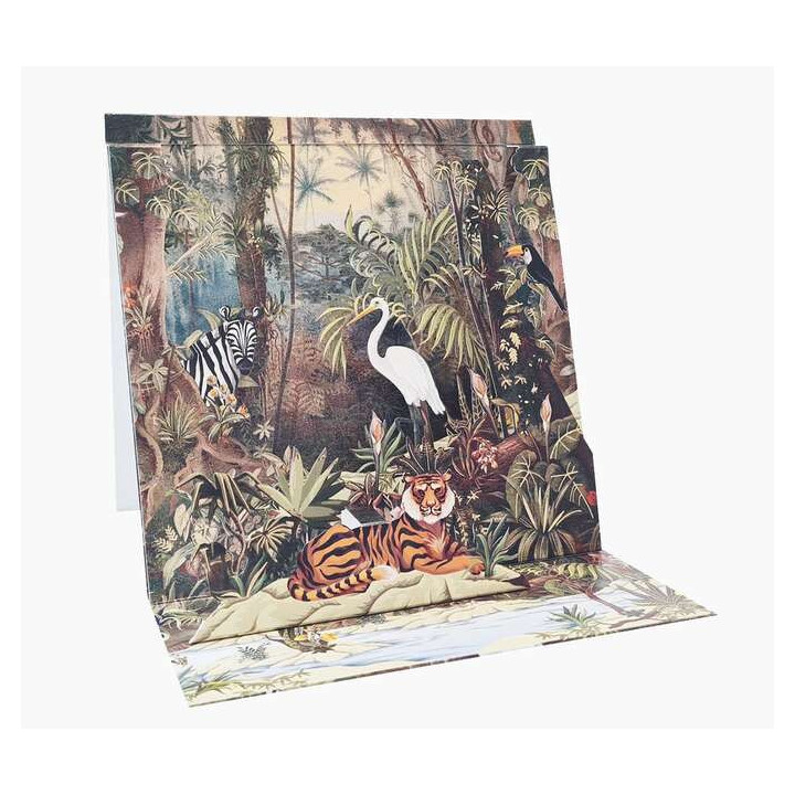 Pictura Tarjeta 3D Pop-Up - 16x16cm - Tematica de La Jungla - Embolsada Individualmente - Incluye Sobre Blanco - Papel con Cert
