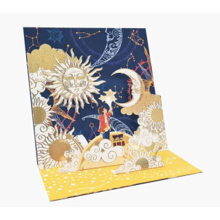 Pictura Tarjeta 3D Pop-Up - 16x16cm - Tematica Astros - Embolsada en Celofan - Incluye Sobre Blanco - Papel con Certificacion F