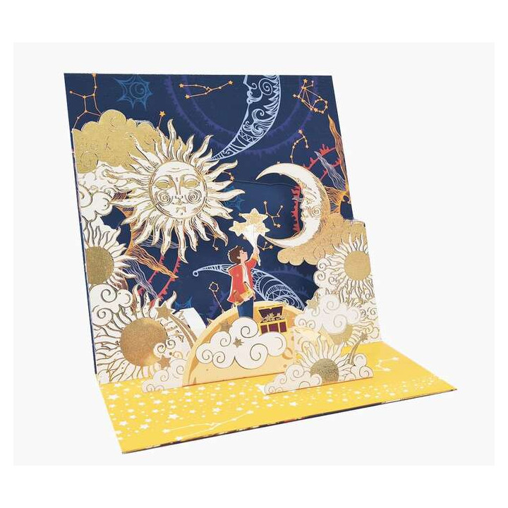 Pictura Tarjeta 3D Pop-Up - 16x16cm - Tematica Astros - Embolsada en Celofan - Incluye Sobre Blanco - Papel con Certificacion F