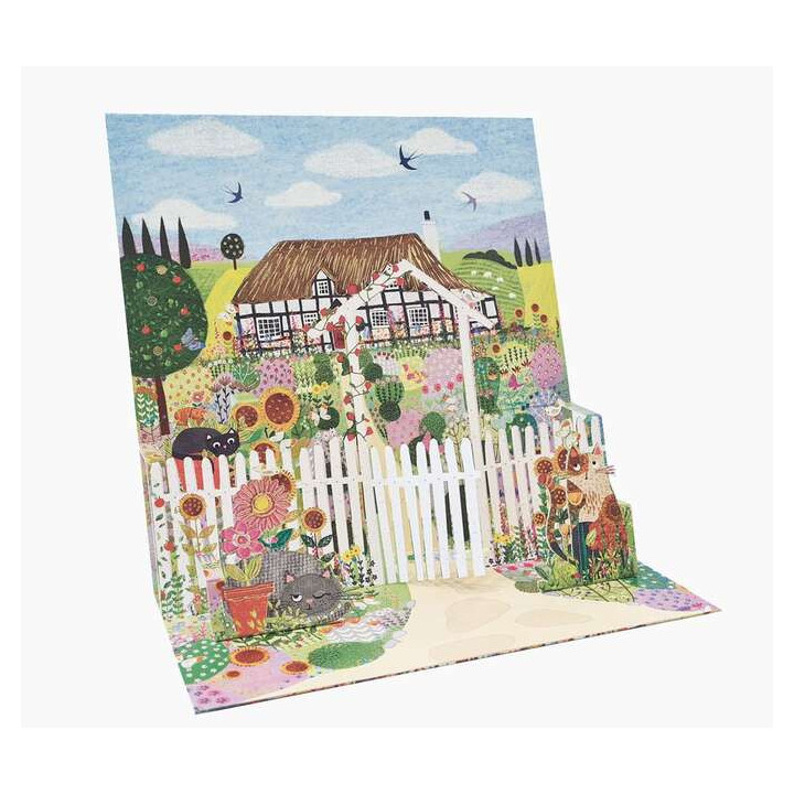 Pictura Tarjeta 3D Pop-Up - 16x16cm - Tematica Casa de Campo - Embolsada Individualmente - Incluye Sobre Blanco - Papel con Cer