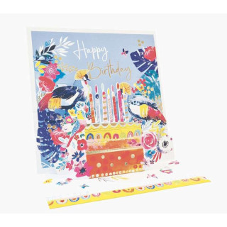 Pictura Tarjeta 3D Pop-Up - 16x16cm - Tematica Tarta de Cumpleaños - Embolsada Individualmente - Incluye Sobre Blanco - Papel