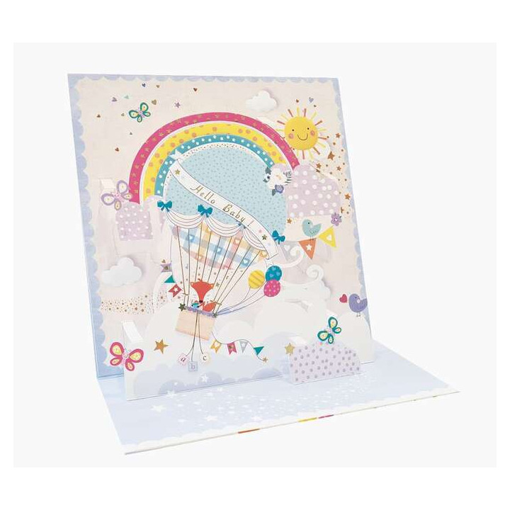 Pictura Tarjeta 3D Pop-Up - 16x16cm - Tematica Cielo - Embolsada Individualmente - Incluye Sobre Blanco - Papel con Certificaci