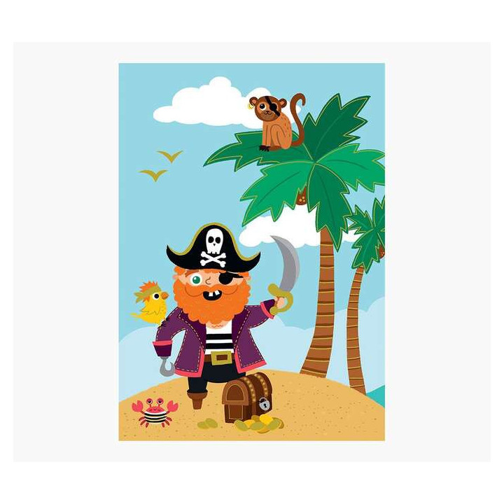 Pictura Tarjeta Zig-Zag - 15x22cm - Tematica Piratas - Tarjeta Triptica - Incluye Sobre Blanco - Papel con Certificacion FSC