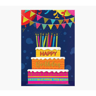 Pictura Tarjeta Zig-Zag - 15x22cm - Tematica Tarta de Cumpleaños - Triptica sin Envoltorio - Incluye Sobre Blanco - Papel con