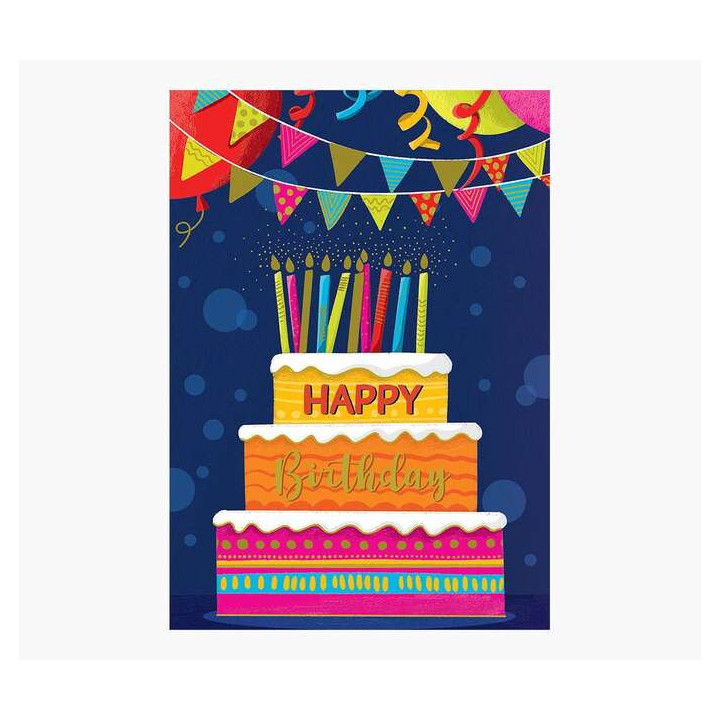 Pictura Tarjeta Zig-Zag - 15x22cm - Tematica Tarta de Cumpleaños - Triptica sin Envoltorio - Incluye Sobre Blanco - Papel con