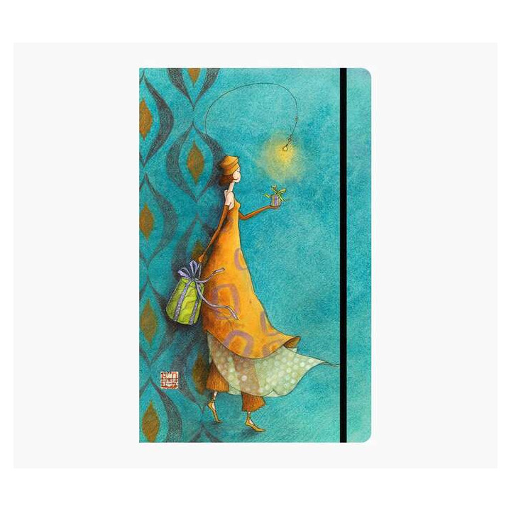 Pictura Gaëlle Boissonnard Cuaderno de Tapa Dura - 13x21cm - Cierre con Cinta Elastica - Cinta de Raso para Marcar La Pagina -