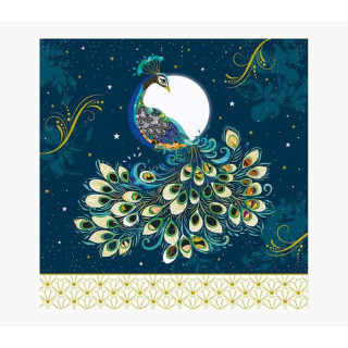 Pictura Tarjeta Arabesque - 16x16cm - Tematica Pavo Real - Tarjeta Triptica - Incluye Sobre Blanco - Papel con Certificacion FS