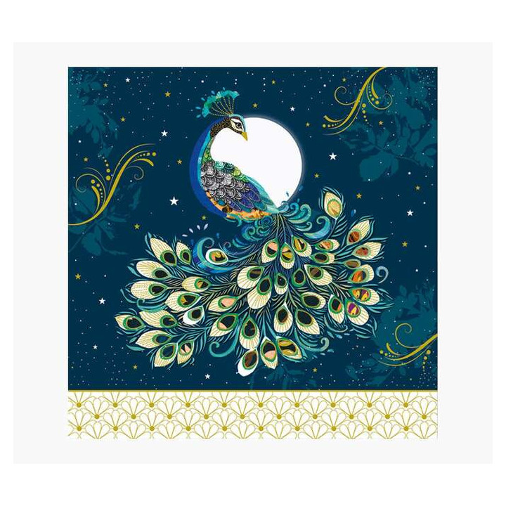 Pictura Tarjeta Arabesque - 16x16cm - Tematica Pavo Real - Tarjeta Triptica - Incluye Sobre Blanco - Papel con Certificacion FS
