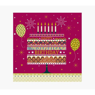 Pictura Tarjeta Arabesque - 16x16cm - Tematica Tarta de Cumpleaños - Tarjeta Triptica sin Envoltorio - Incluye Sobre Blanco -