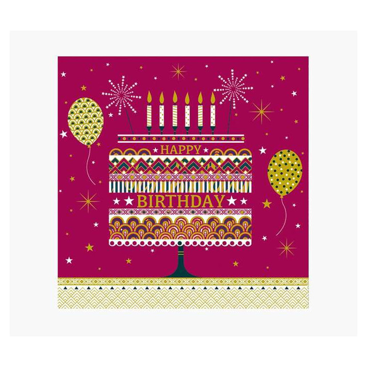 Pictura Tarjeta Arabesque - 16x16cm - Tematica Tarta de Cumpleaños - Tarjeta Triptica sin Envoltorio - Incluye Sobre Blanco -