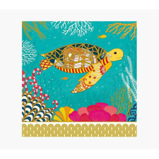 Pictura Tarjeta Arabesque - 16x16cm - Tematica Tortuga - Tarjeta Triptica sin Envoltorio - Incluido Sobre Blanco - Papel con Ce