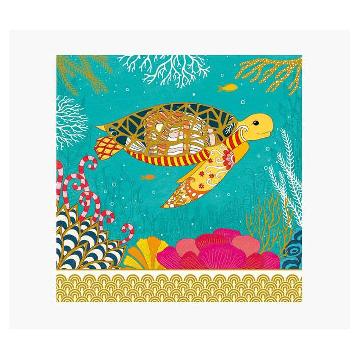 Pictura Tarjeta Arabesque - 16x16cm - Tematica Tortuga - Tarjeta Triptica sin Envoltorio - Incluido Sobre Blanco - Papel con Ce