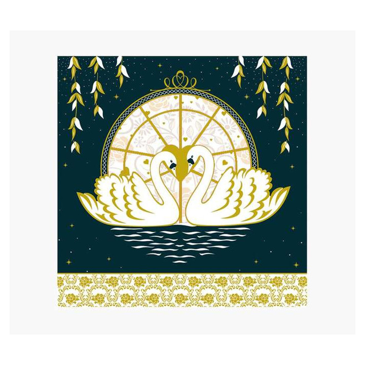 Pictura Tarjeta Arabesque - 16x16cm - Tematica Cisnes - Tarjeta Triptica - Incluye Sobre Blanco - Papel con Certificacion FSC