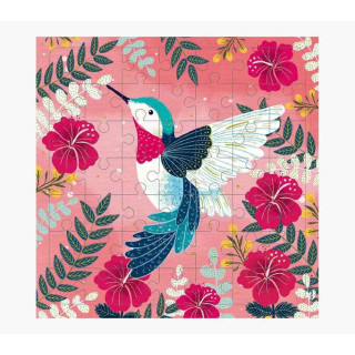 Pictura Tarjeta Puzzle Colibri de 49 Piezas + Tarjeta Plegada - Troquelado - 15.5x15.5cm - Incluye Sobre Blanco y Envoltorio de