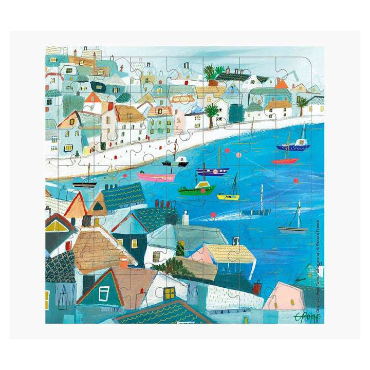 Pictura Tarjeta Puzzle Vista del Puerto de 49 Piezas + Tarjeta Plegada - Troquelado - 15.5x15.5cm - Incluye Sobre Blanco y Envo