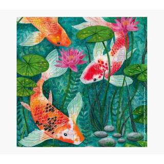 Pictura Tarjeta Puzzle - Tematica Carpas Koi - Ideal para Regalar - 100x150mm - Diseño Colorido y Llamativo - Divertido y Entr
