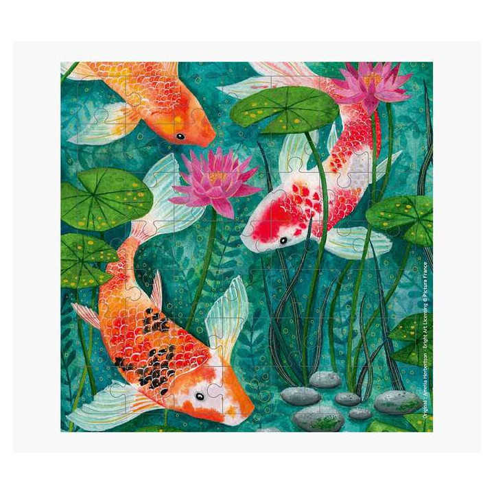 Pictura Tarjeta Puzzle - Tematica Carpas Koi - Ideal para Regalar - 100x150mm - Diseño Colorido y Llamativo - Divertido y Entr