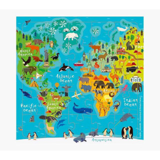 Pictura Tarjeta Puzzle - 15.5x15.5cm - Tematica Mapa del Mundo - 25 Piezas - Incluye Tarjeta Plegada y Sobre Blanco - Certifica