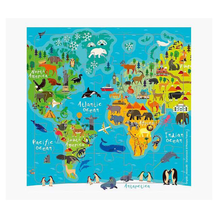 Pictura Tarjeta Puzzle - 15.5x15.5cm - Tematica Mapa del Mundo - 25 Piezas - Incluye Tarjeta Plegada y Sobre Blanco - Certifica