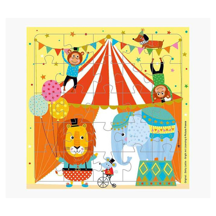 Pictura Tarjeta Puzzle - 15.5x15.5cm - Tematica Circo - 25 Piezas - Tarjeta Plegada Incluida - Embolsada en Celofan - Sobre Bla