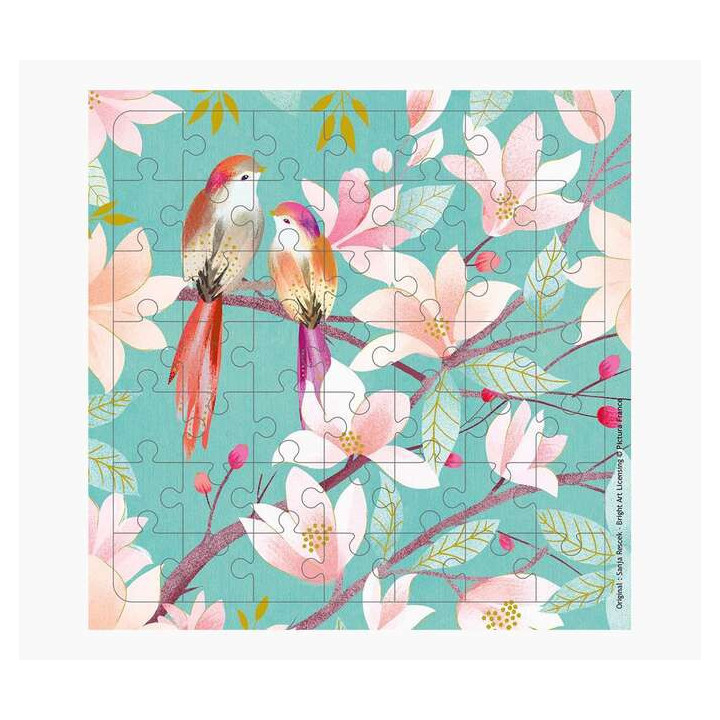 Pictura Tarjeta Puzzle - 15.5x15.5cm - Tematica de Pajaros - 49 Piezas - Incluye Tarjeta Plegada y Sobre Blanco - Certificacion