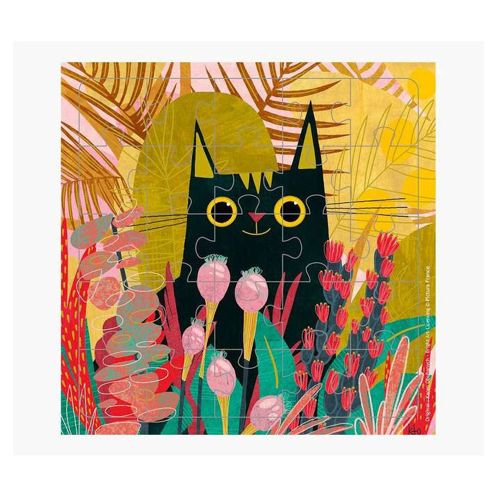 Pictura Tarjeta Puzzle Gatos - 15.5x15.5cm - 25 Piezas - Tematica Felina - Incluye Tarjeta Plegada y Sobre Blanco - Certificaci