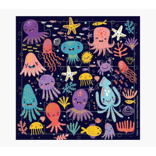 Pictura Tarjeta Puzzle - 15.5x15.5cm - Tematica Animales Marinos - 25 Piezas - Incluye Tarjeta Plegada y Sobre Blanco - Certifi