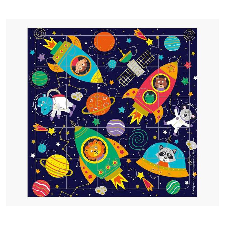 Pictura Tarjeta Puzzle - 15.5x15.5cm - Tematica del Espacio - 25 Piezas - Incluye Tarjeta Plegada y Sobre Blanco - Embolsada en
