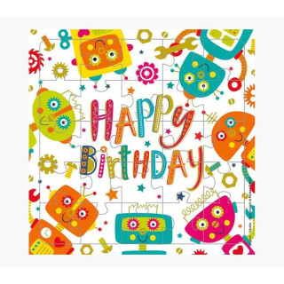 Pictura Tarjeta Puzzle - 15.5x15.5cm - Tematica de Robots - 25 Piezas - Incluye Tarjeta Plegada y Sobre Blanco - Certificacion