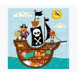 Pictura Tarjeta Puzzle Piratas - 15.5x15.5cm - 25 Piezas - Tematica Piratas - Incluye Tarjeta Plegada y Sobre Blanco - Certific