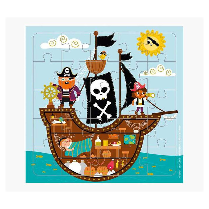 Pictura Tarjeta Puzzle Piratas - 15.5x15.5cm - 25 Piezas - Tematica Piratas - Incluye Tarjeta Plegada y Sobre Blanco - Certific