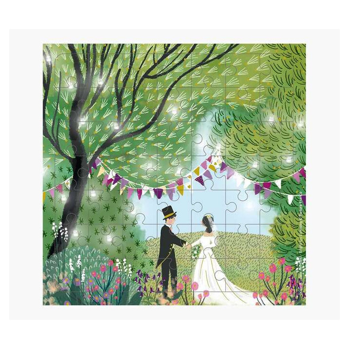 Pictura Tarjeta Puzzle - 15.5x15.5cm - Tematica Boda - 49 Piezas - Tarjeta Plegada Incluida - Embolsada en Celofan - Sobre Blan