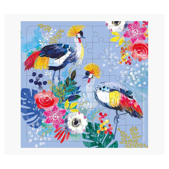 Pictura Tarjeta Puzzle - 15.5x15.5cm - Tematica de Grullas - 49 Piezas - Incluye Tarjeta Plegada y Sobre Blanco - Certificacion