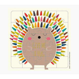 Pictura Tarjeta Puzzle - 25 Piezas - Tematica Erizo - 15.5x15.5cm - Incluye Tarjeta Plegada - Embolsada en Celofan - Incluye So