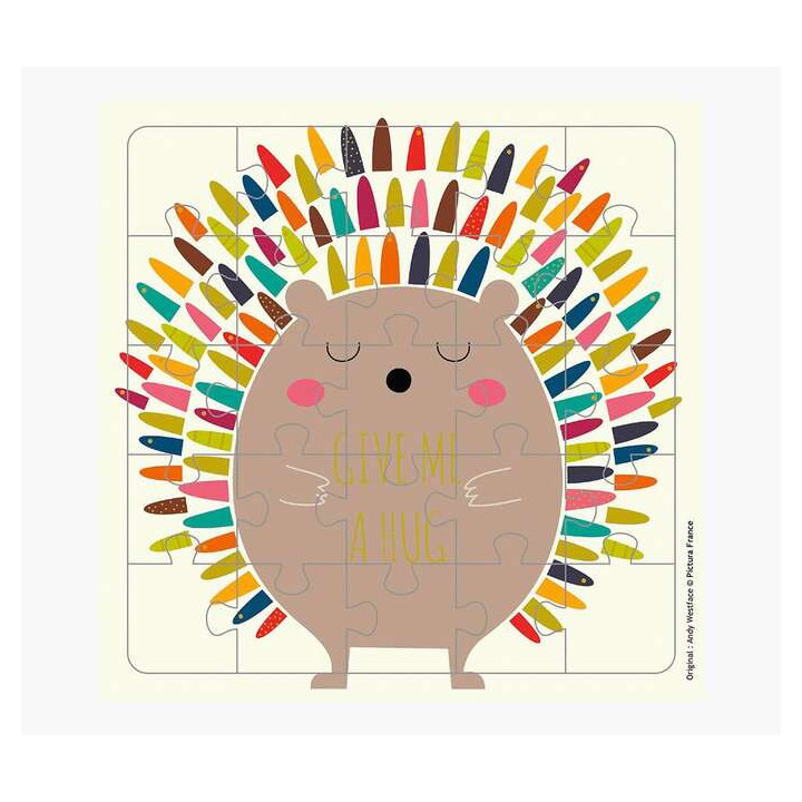 Pictura Tarjeta Puzzle - 25 Piezas - Tematica Erizo - 15.5x15.5cm - Incluye Tarjeta Plegada - Embolsada en Celofan - Incluye So