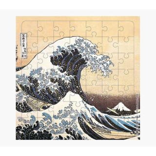 Pictura Tarjeta Puzzle - 15.5x15.5cm - Tematica La Gran Ola de Kanagawa - 49 Piezas - Incluye Tarjeta Plegada y Sobre Blanco -