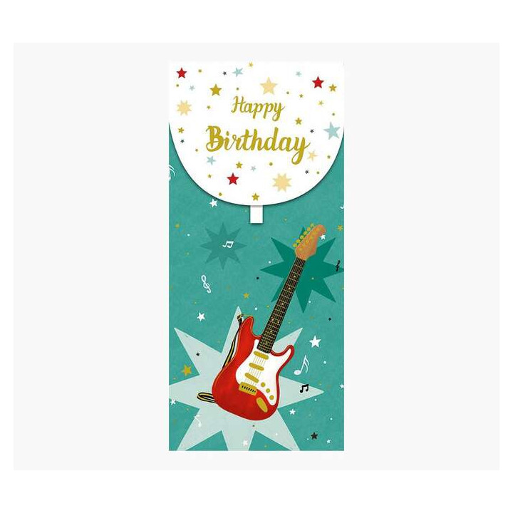Pictura Tarjeta Money Cards - Tarjeta de Regalo Vertical - Tematica Guitarra - 9.6x21.3cm - Embolsada Individualmente en Celofa