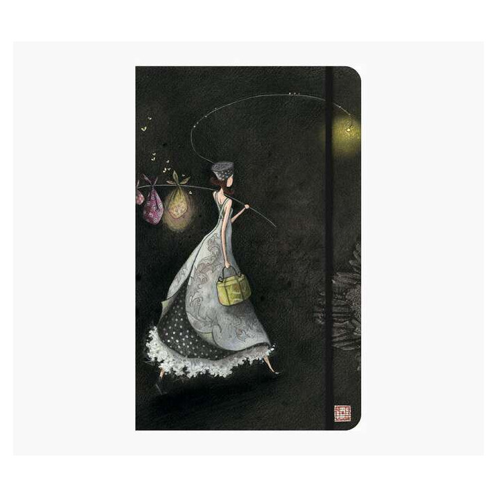 Pictura Gaëlle Boissonnard Cuaderno de Tapa Dura - 13x21cm - Cierre con Cinta Elastica - Cinta de Raso para Marcar La Pagina -