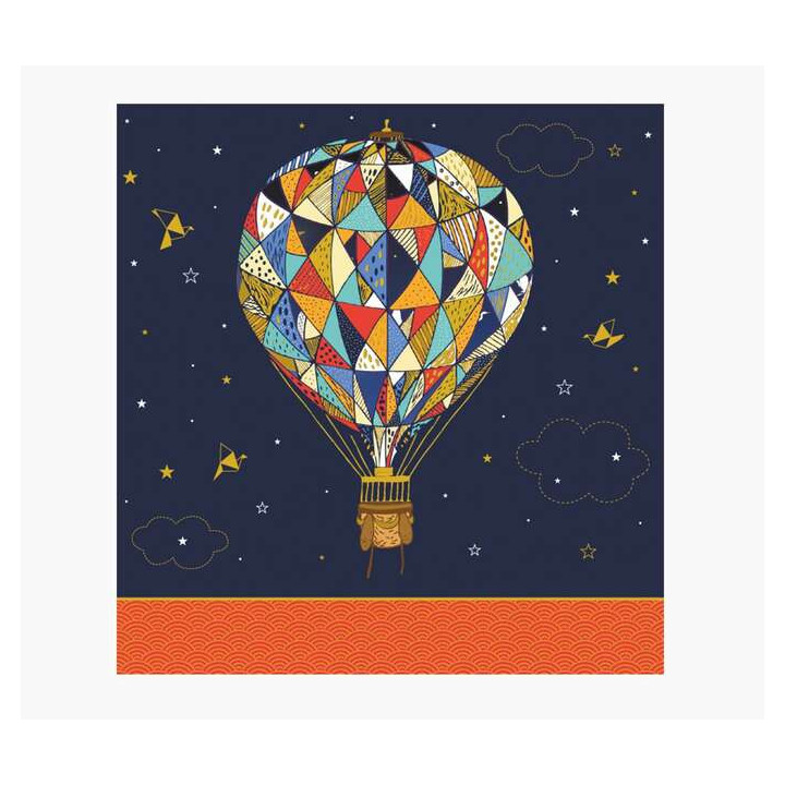 Pictura Tarjeta Arabesque - 16x16cm - Tematica Globo Aerostatico - Triptica sin Envoltorio - Incluye Sobre Blanco - Papel con C