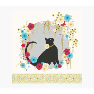 Pictura Tarjeta Arabesque - 16x16cm - Tematica Gato Negro - Tarjeta Triptica sin Envoltorio - Incluido Sobre Blanco - Papel con