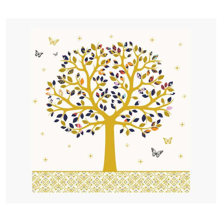 Pictura Tarjeta Arabesque - 16x16cm - Tematica de Arboles - Tarjeta Triptica sin Envoltorio - Incluye Sobre Blanco - Papel con