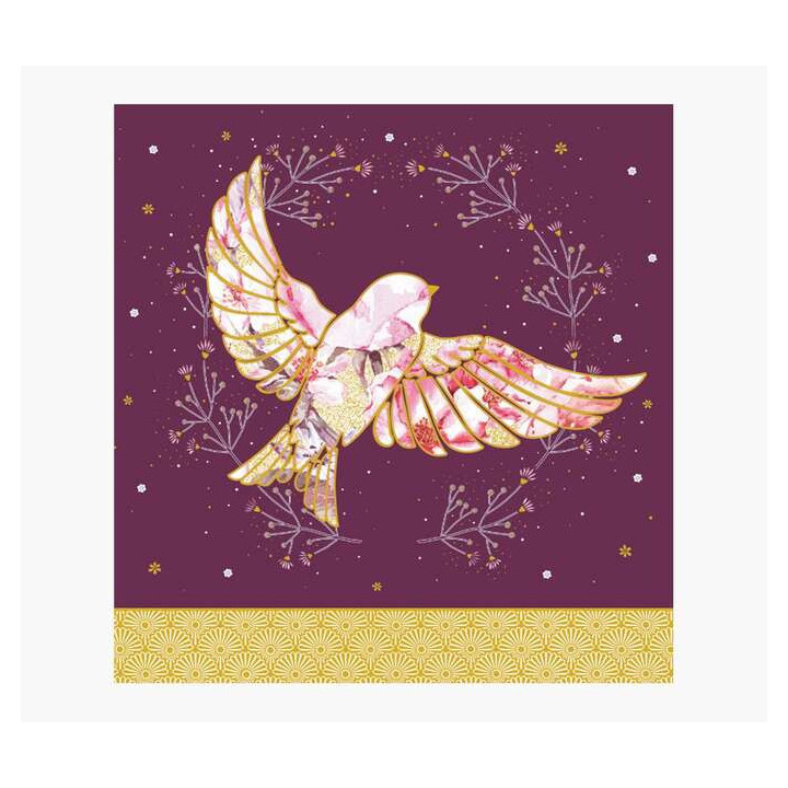 Pictura Tarjeta Arabesque - Tematica Golondrina - Triptica - Incluye Sobre Blanco - Papel con Certificacion FSC