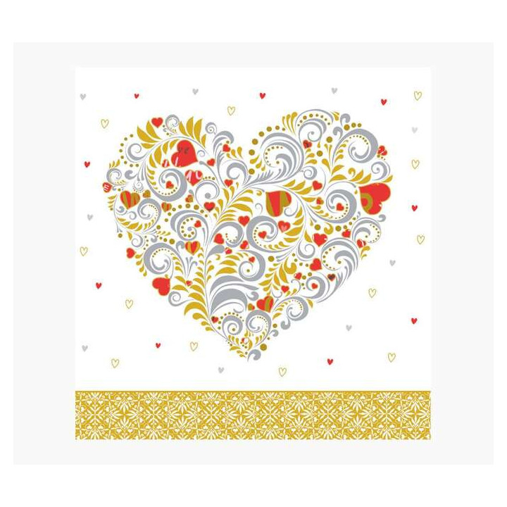 Pictura Tarjeta Arabesque - 16x16cm - Tematica Corazon - Tarjeta Triptica sin Envoltorio - Incluido Sobre Blanco - Papel con Ce